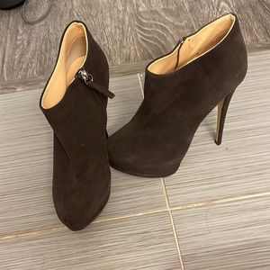 Giuseppe Zanotti brown suede platform bootie heels